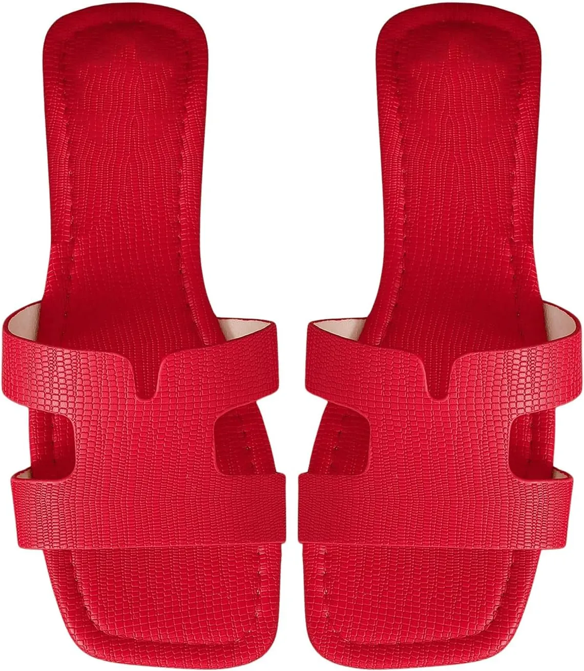 GORGLITTER H Sandals Cut Out Flat Sandals Women Dressy Flat Cross Strap PU Leather Flat