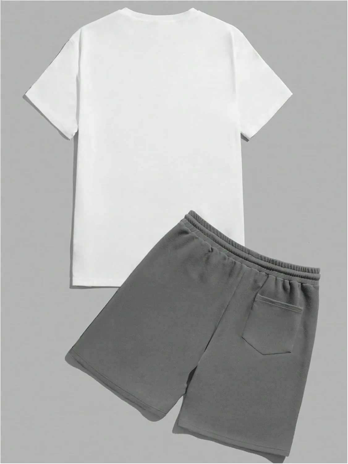 GORGLITTER Men's Letter Graphic Print T Shirts Short Sleeve Top & Shorts Casual Two Piece Sets