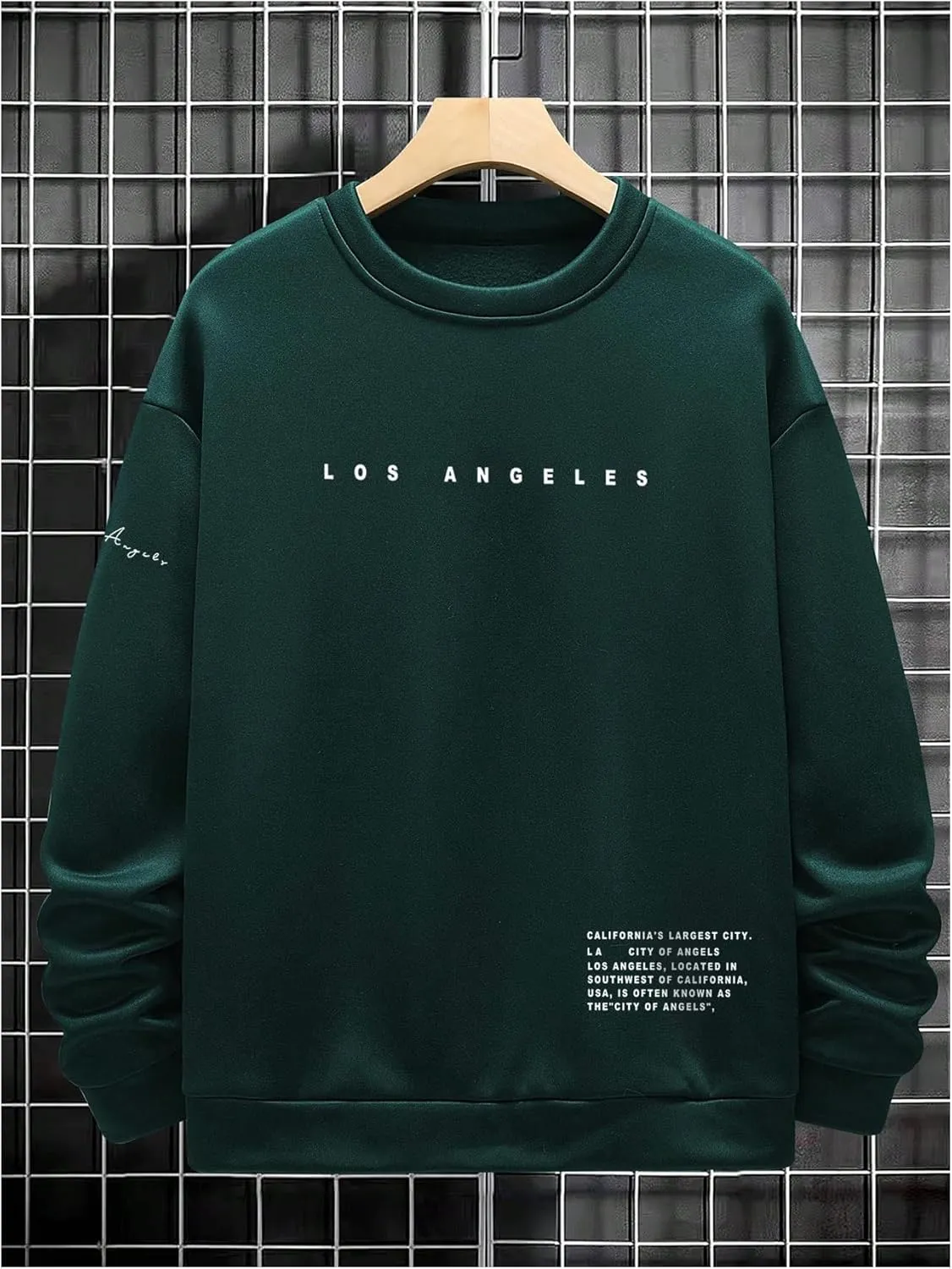 GORGLITTER Men's Letter Graphic Sweatshirt Crewneck Oversized Long Sleeve Drop Shoulder Pullover Top