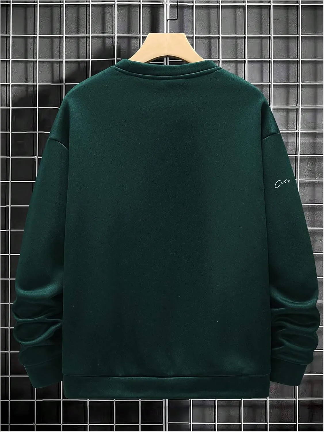 GORGLITTER Men's Letter Graphic Sweatshirt Crewneck Oversized Long Sleeve Drop Shoulder Pullover Top