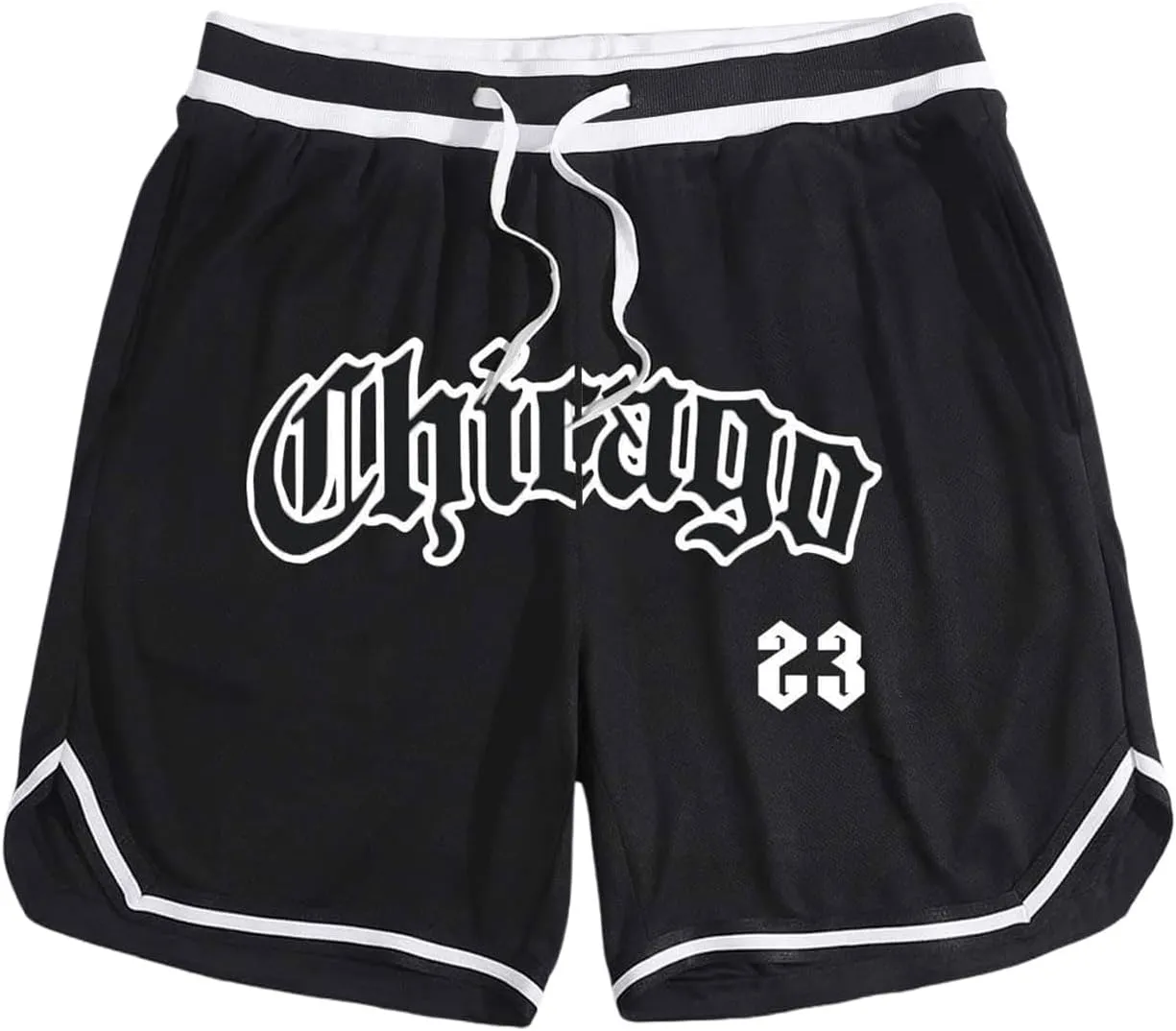 GORGLITTER Men's Reflective Cartoon Graphic Drawstring Waist Track Shorts Workout Short Pants