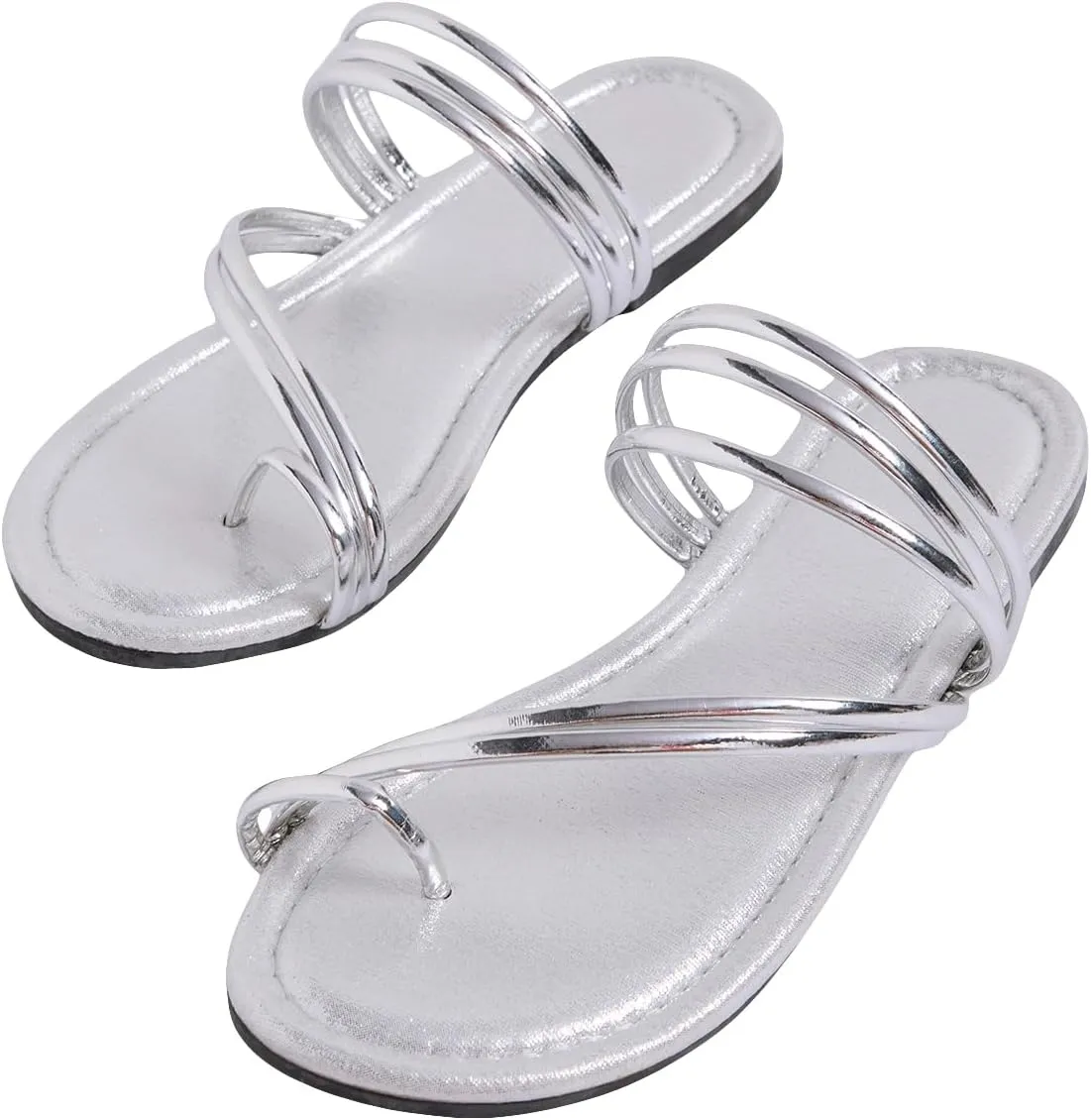 GORGLITTER Women's Strappy Thong Sandals Open Toe Slip On Flat Sandals Flip Flops