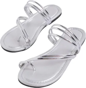 GORGLITTER Women's Strappy Thong Sandals Open Toe Slip On Flat Sandals Flip Flops