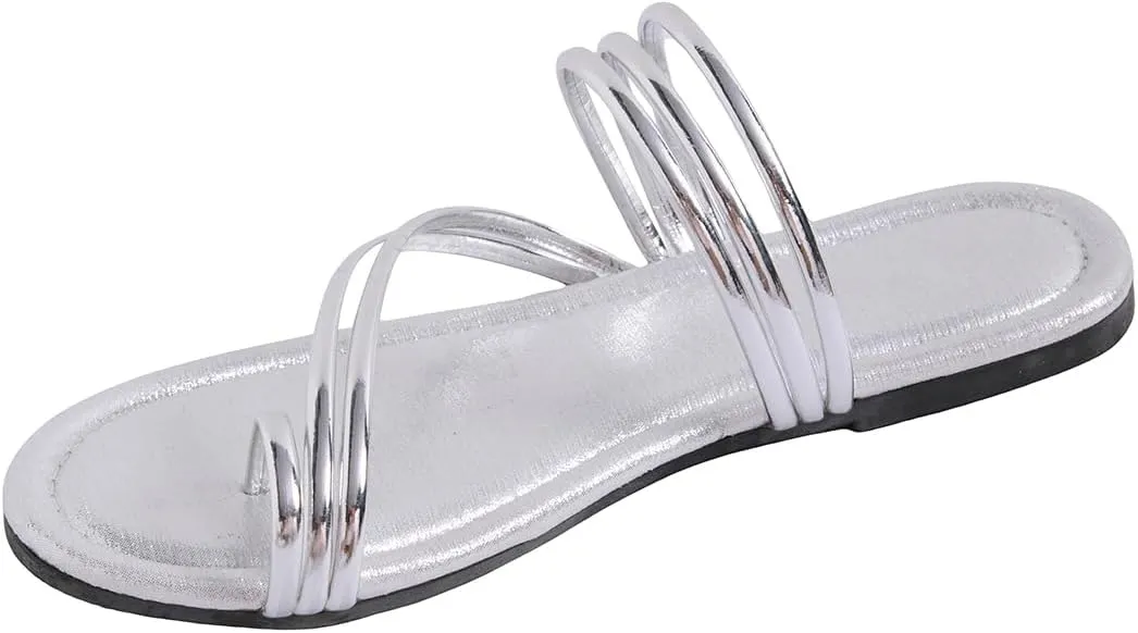 GORGLITTER Women's Strappy Thong Sandals Open Toe Slip On Flat Sandals Flip Flops