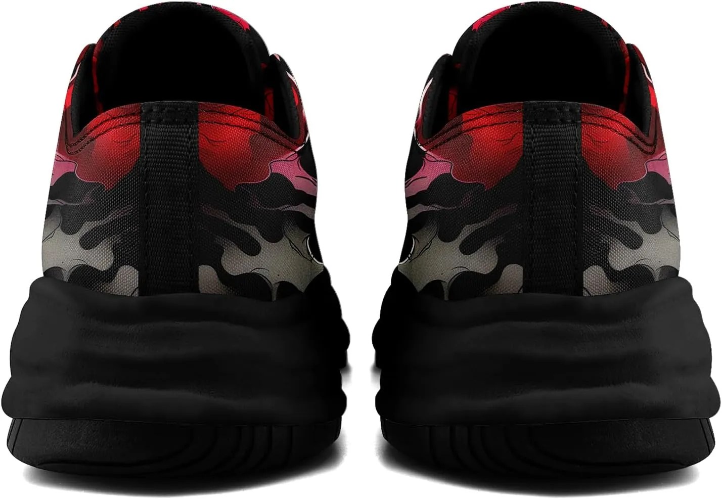Gothic Canvas Sneakers for Men Women Skull Print Comfortable Lace-Up Casual Shoes Durable Walking Sneakers for Everyday Wear