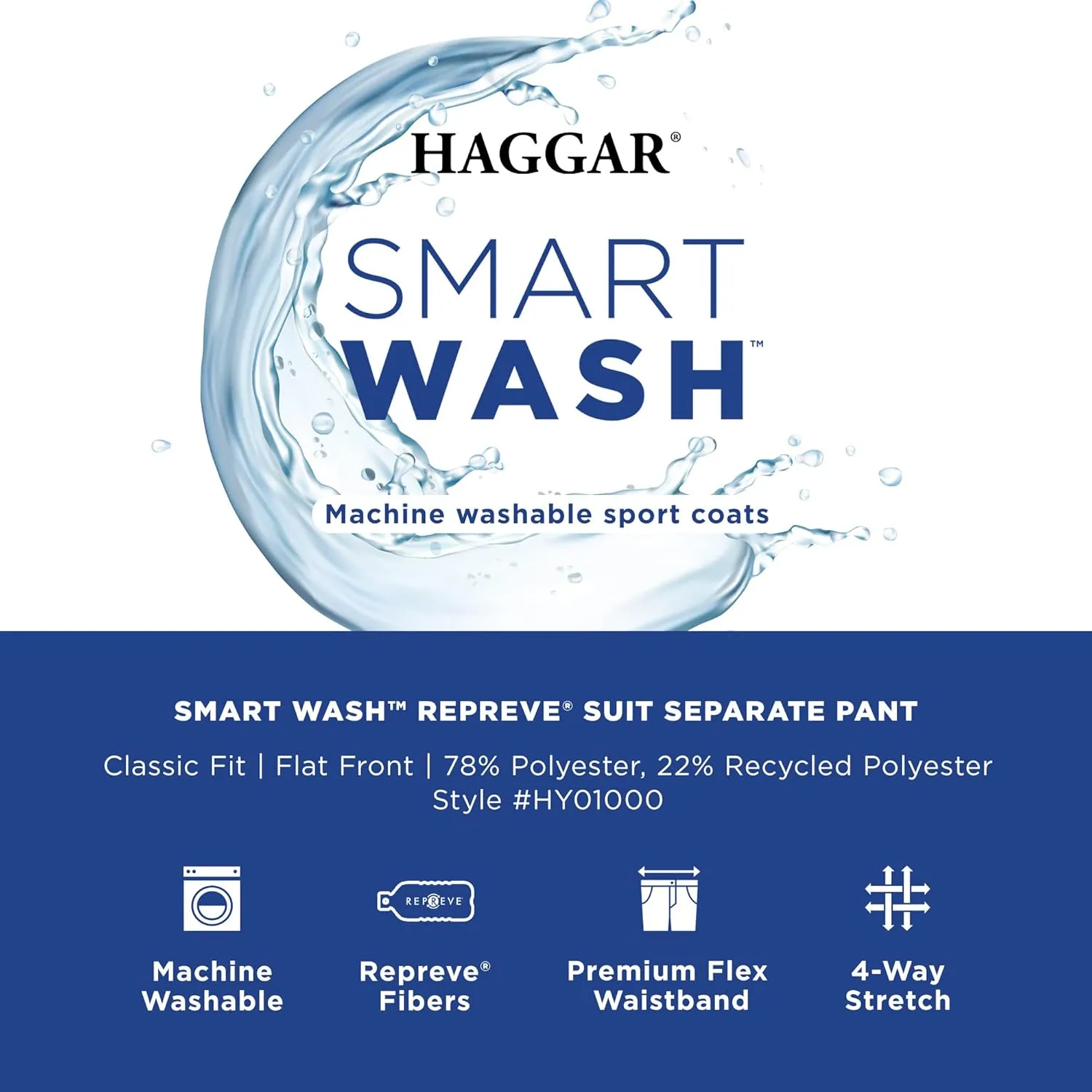 Haggar Men's Smart Wash Premium Stretch Classic Fit Regular and Big & Tall Suit Separates(Pants & Jackets)