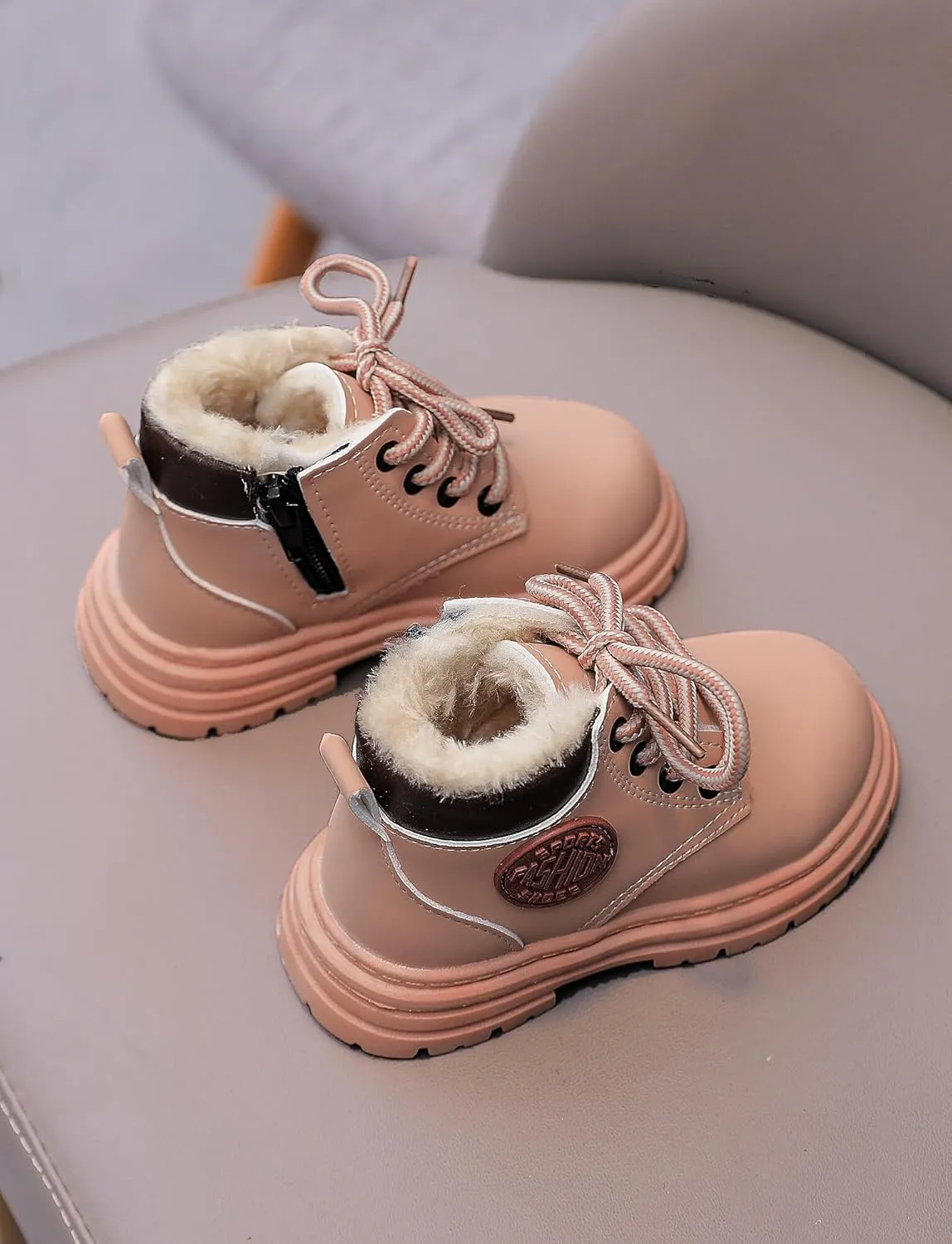 Happy Cherry Toddler Work Boots Classic Snow Boots Waterproof Winter Boots Ankle Lace Up Boot Construction Boots