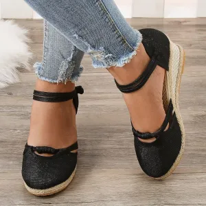Hbeylia Closed Toe Sandals for Women, Women's Espadrilles Low Wedge Heel Sandals Ankle Strap Espadrille Comfortable Platform Wedge Sandals Dressy Casual Summer Closed Toe Shoes for Women