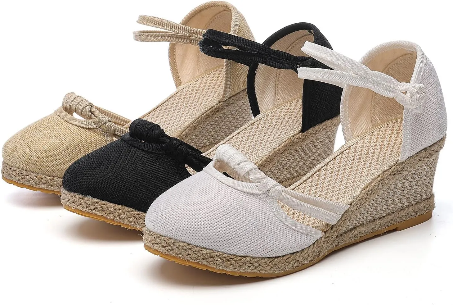 Hbeylia Closed Toe Sandals for Women, Women's Espadrilles Low Wedge Heel Sandals Ankle Strap Espadrille Comfortable Platform Wedge Sandals Dressy Casual Summer Closed Toe Shoes for Women