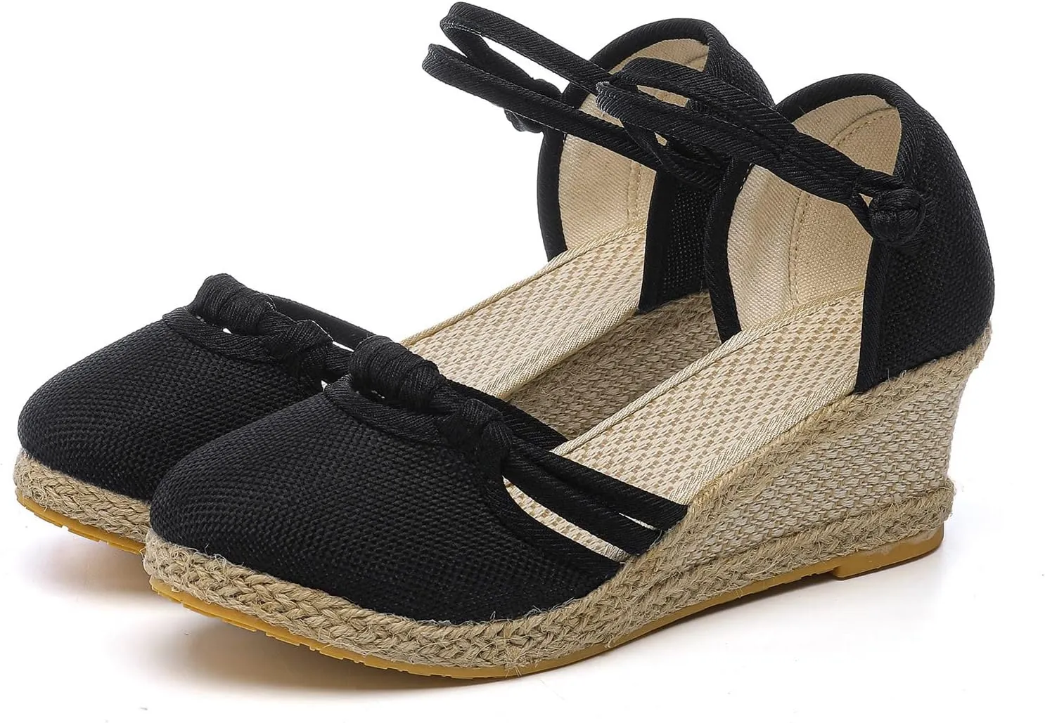 Hbeylia Closed Toe Sandals for Women, Women's Espadrilles Low Wedge Heel Sandals Ankle Strap Espadrille Comfortable Platform Wedge Sandals Dressy Casual Summer Closed Toe Shoes for Women