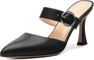 Heeled Sandals for Women Pointed Toe Slip-on Kitten Heels Sandals Kitten Heels Mules Party Wedding Pumps Shoes 3inch