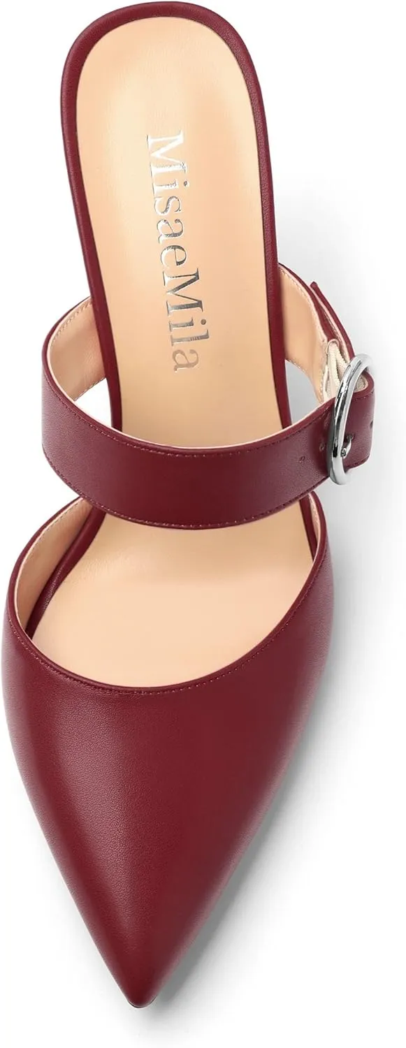 Heeled Sandals for Women Pointed Toe Slip-on Kitten Heels Sandals Kitten Heels Mules Party Wedding Pumps Shoes 3inch