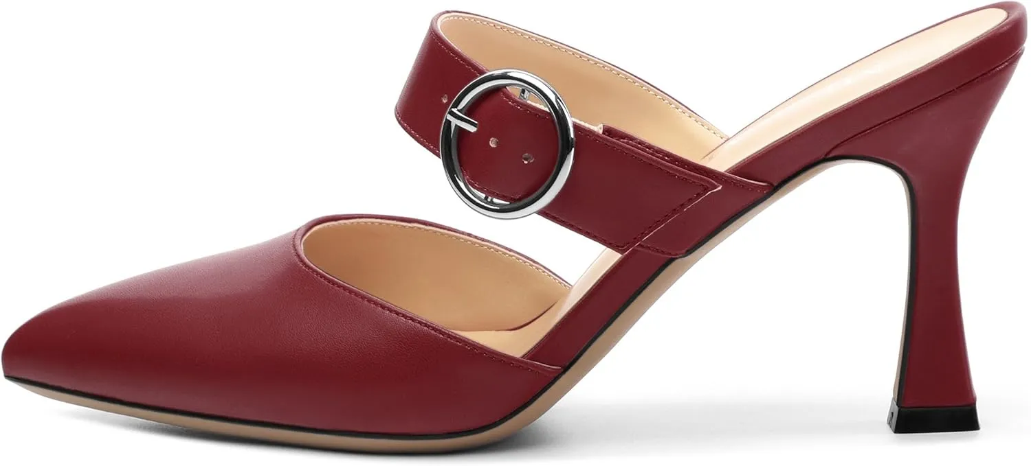 Heeled Sandals for Women Pointed Toe Slip-on Kitten Heels Sandals Kitten Heels Mules Party Wedding Pumps Shoes 3inch