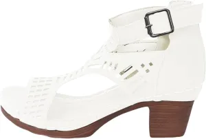 Heeled Sandals Women's Low Block Chunky Heels Sandals Fish Mouth Breathable Hollow Out Walking Shoes Adjustable Ankle Strap Wide Available Shoes for Summer And Daily Wear