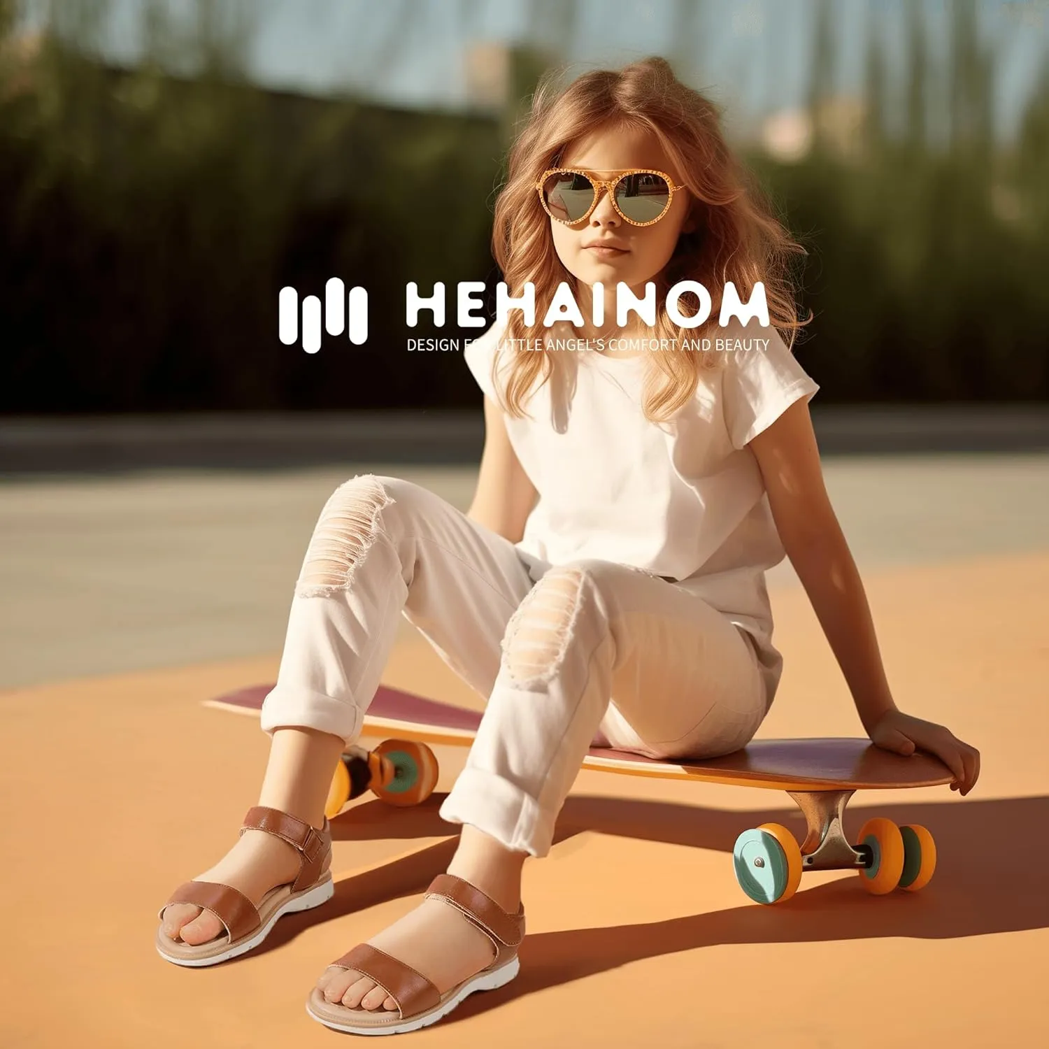 Hehainom Girls Sandals Comfortable Open Toe Flats Little Big Kids Summer Shoes