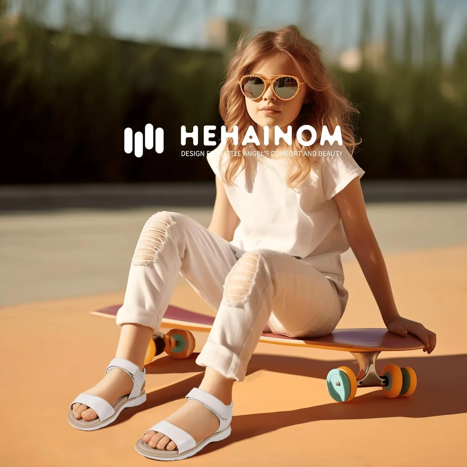 Hehainom Girls Sandals Comfortable Open Toe Flats Little Big Kids Summer Shoes