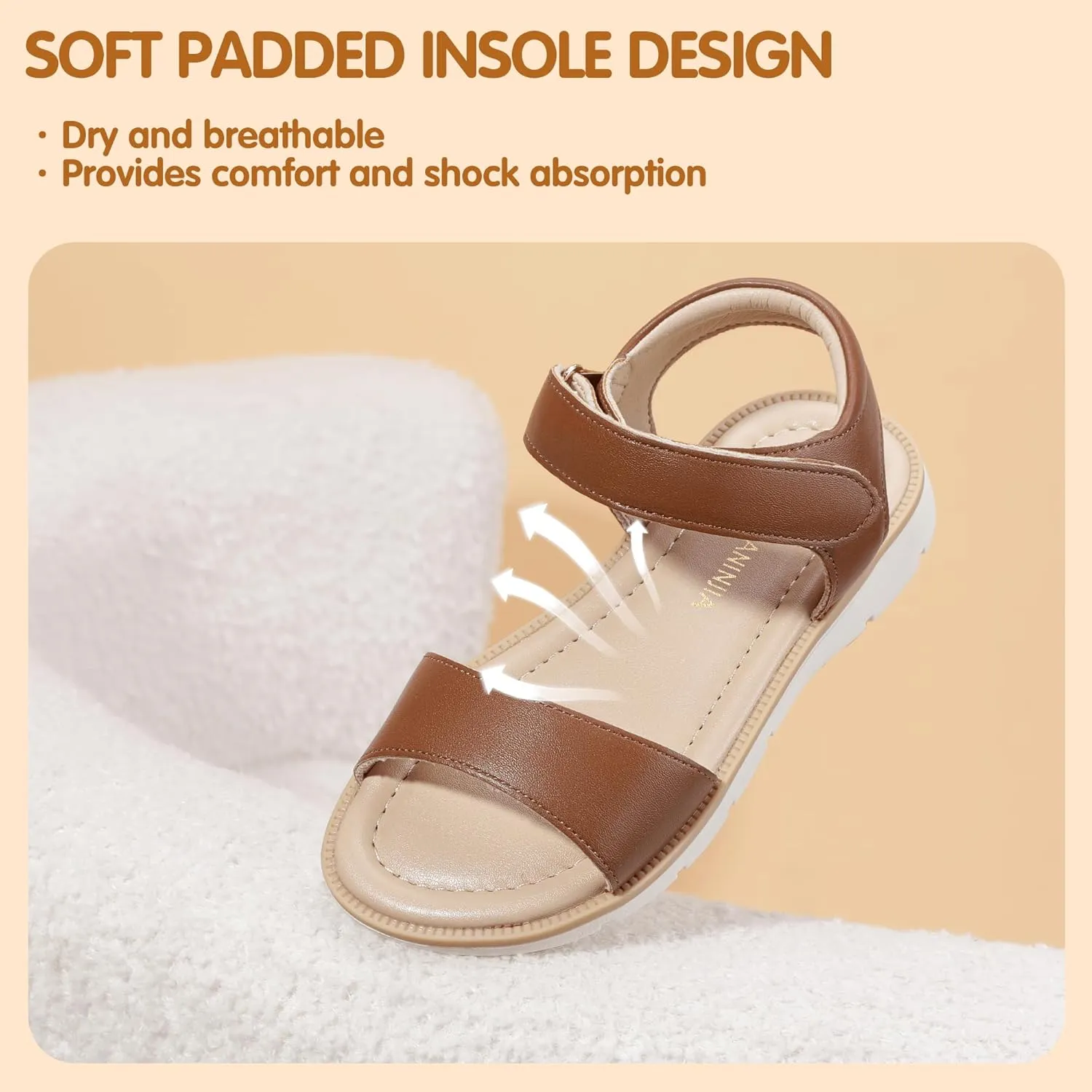 Hehainom Girls Sandals Comfortable Open Toe Flats Little Big Kids Summer Shoes