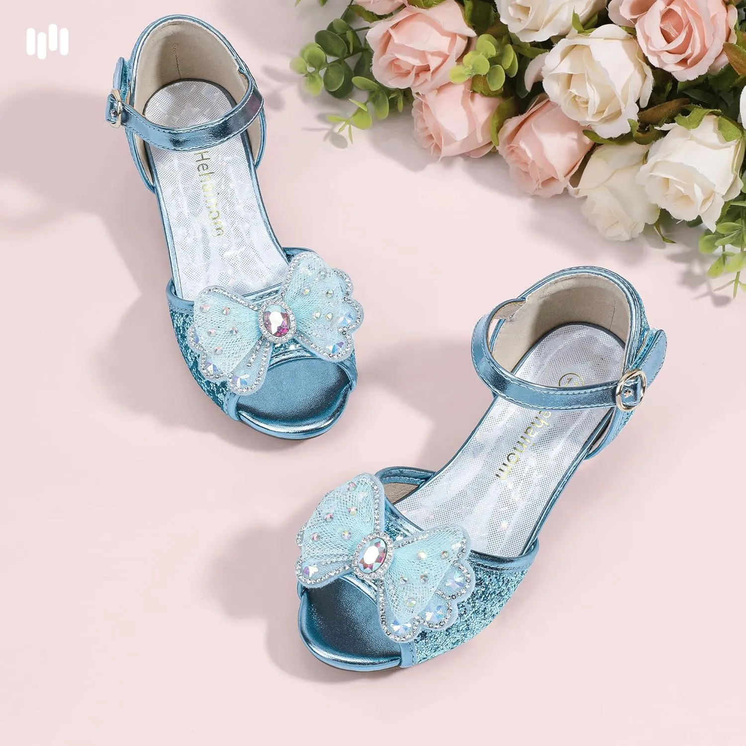 Hehainom Toddler Dress Shoes Little Girls Heels Flower Girl Sandals Open Toe Big Kid Wedding Party Shoes