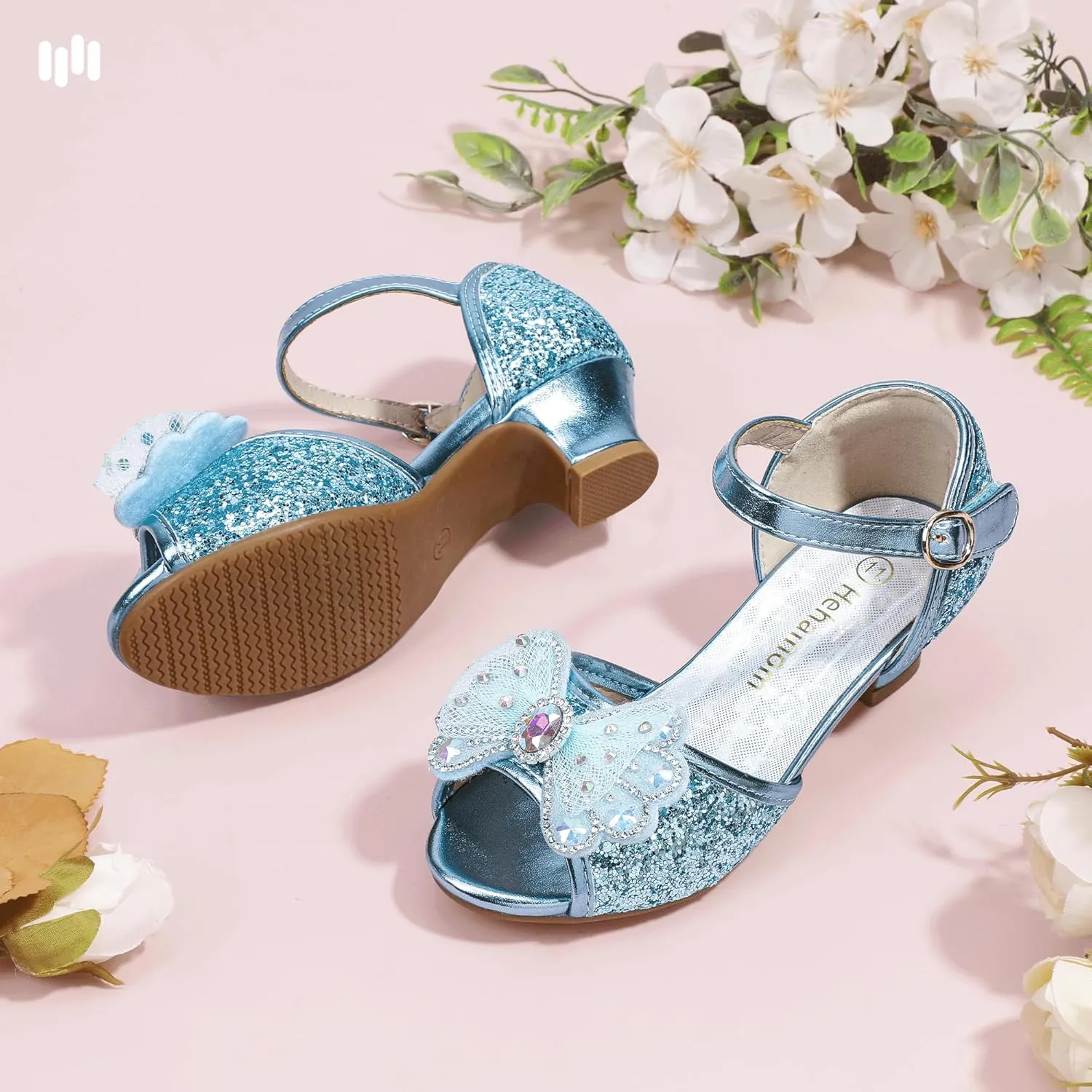 Hehainom Toddler Dress Shoes Little Girls Heels Flower Girl Sandals Open Toe Big Kid Wedding Party Shoes