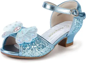 Hehainom Toddler Dress Shoes Little Girls Heels Flower Girl Sandals Open Toe Big Kid Wedding Party Shoes