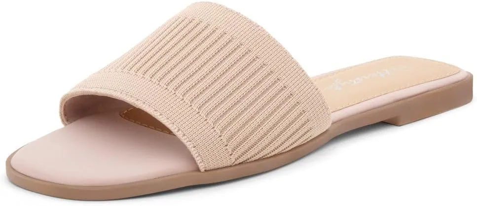 Herstyle Melvin Womens Flat Sandals Fashion Slides Flat Sandals Open Toe Single Band Sandal Comfortable Slip on Slippers for Summer