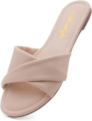 Herstyle Women’s Flat Sandals 2025 – Comfortable Dressy Slide Sandals | Cushioned Slip-On Summer Casual Sandals with Open Toe for Beach, Travel & Everyday Wear