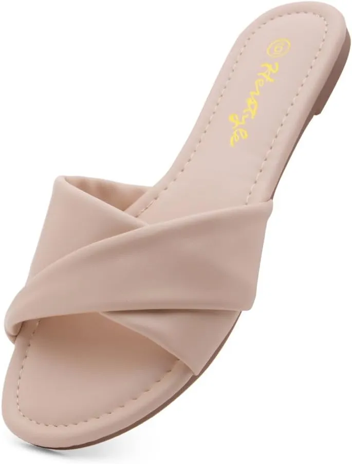 Herstyle Women’s Flat Sandals 2025 – Comfortable Dressy Slide Sandals | Cushioned Slip-On Summer Casual Sandals with Open Toe for Beach, Travel & Everyday Wear