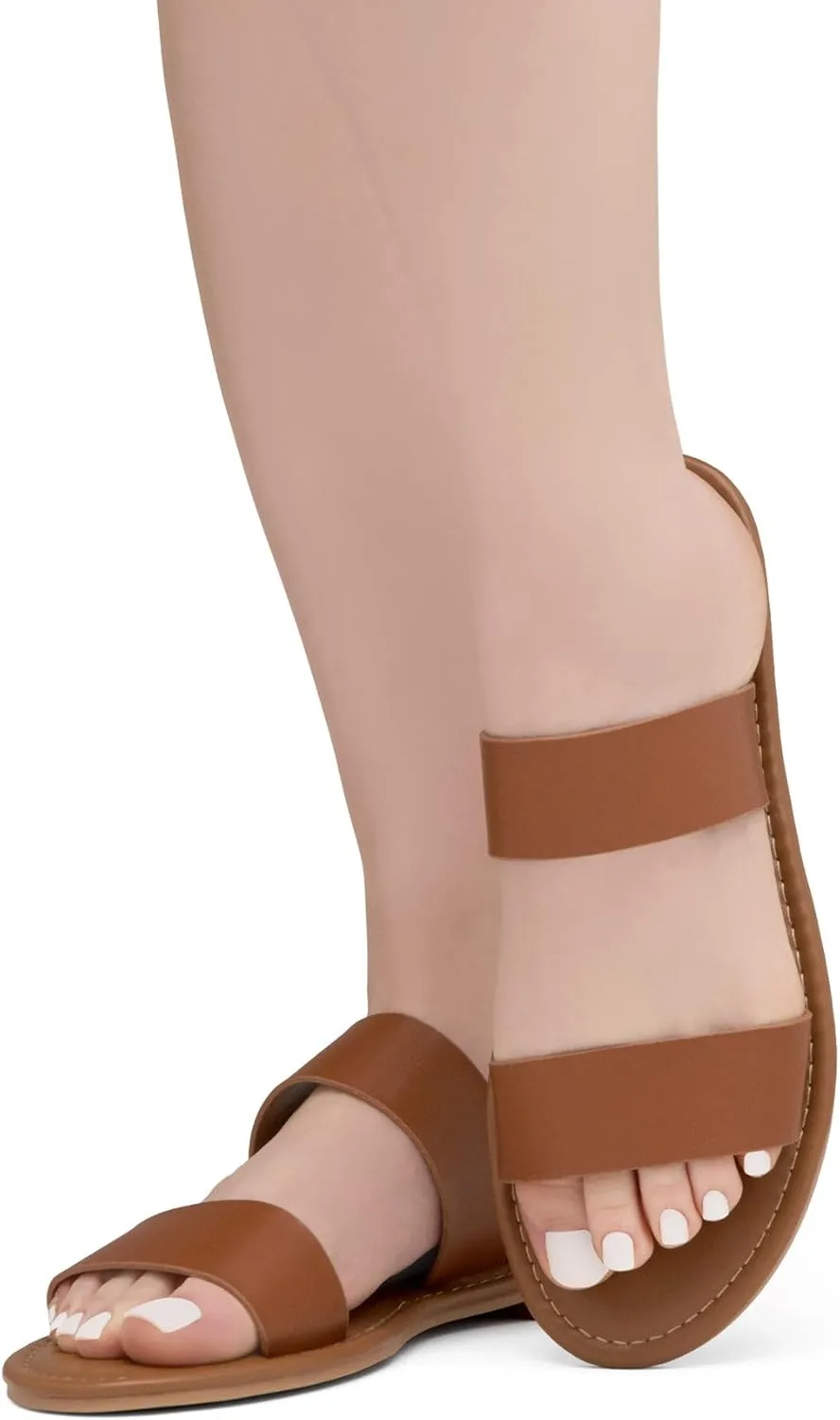 Herstyle Women’s Flat Sandals – Slip-On Double Strap Slides with Memory Foam, Trendy 2025 Summer Shoes, Lightweight Open Toe Dressy & Casual Sandals for Women