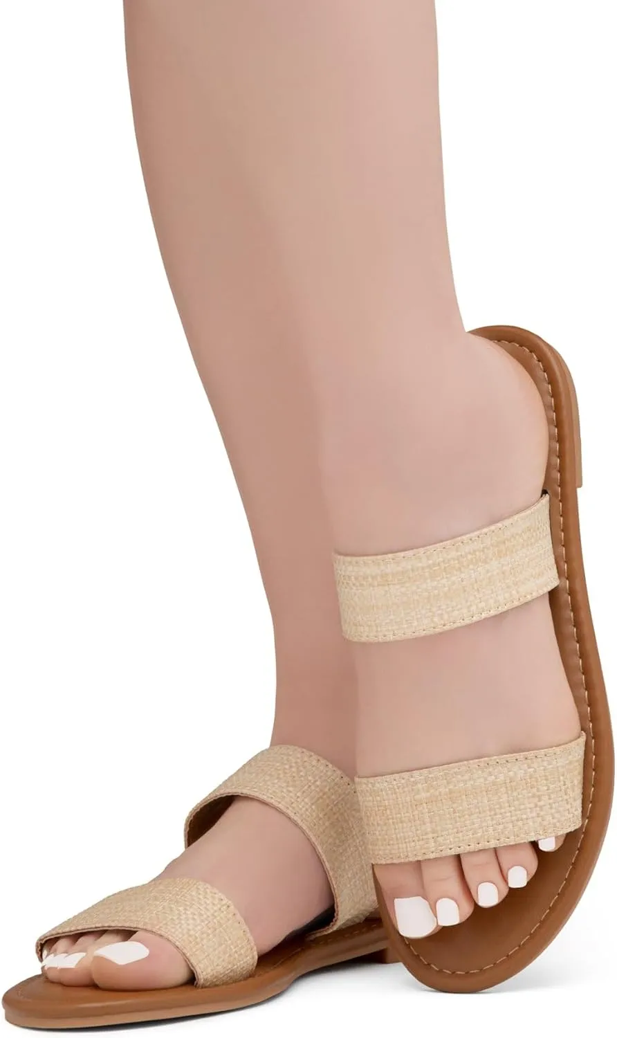 Herstyle Women’s Flat Sandals – Slip-On Double Strap Slides with Memory Foam, Trendy 2025 Summer Shoes, Lightweight Open Toe Dressy & Casual Sandals for Women