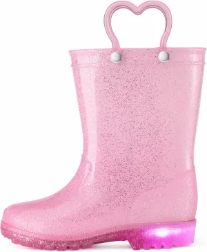 HISEA Kids Rain Boots for Boys Girls, Waterproof Lightweight Rain Boots Light Up by Steps for Water Beach Outdoor Playing (Toddler/Little Kid/Big Kid)