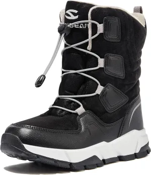 HOBIBEAR Kids Snow Boots Boys Girls Mid Calf Waterproof Warm Faux Fur Lined Insulated Winter Shoes(Toddler/Little Kid/Big Kid)