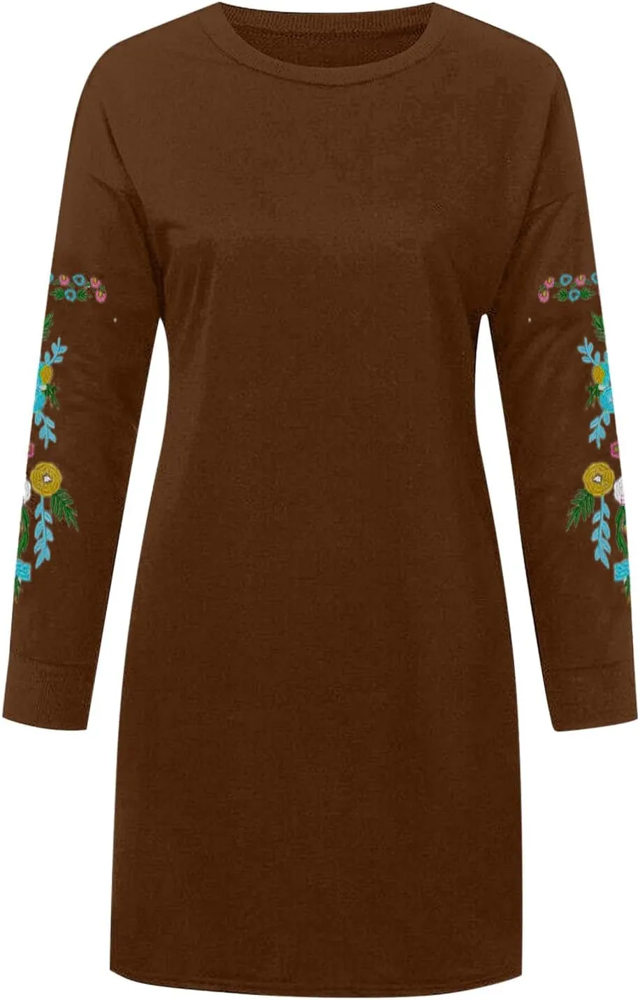 Holiday Party Dresses for Women 2024 Winter Fall Long Sleeve Crewneck Sweatshirt Dress Casual Aztec Ethnic Mini Dress