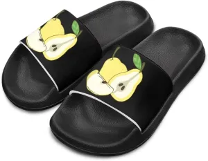 Howilath Fruit Print Slides for Girls Casual Summer Sandals Non-Slip Open Toe Pillow Slippers for Daily Walking Traveling