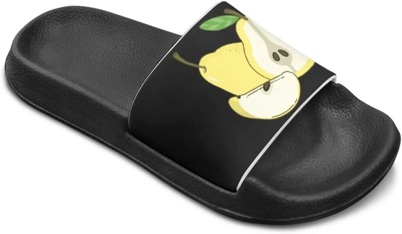 Howilath Fruit Print Slides for Girls Casual Summer Sandals Non-Slip Open Toe Pillow Slippers for Daily Walking Traveling