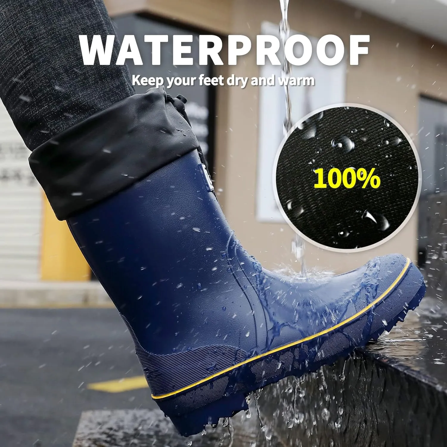 HSBDNZQ Rain Boots for Men, Waterproof Mens Rubber Boots with PVC Unique Design, Comfort Lightweight Work Mud Boots, Resistant Durable Slip Garden Boots for Farming Gardening Fishing
