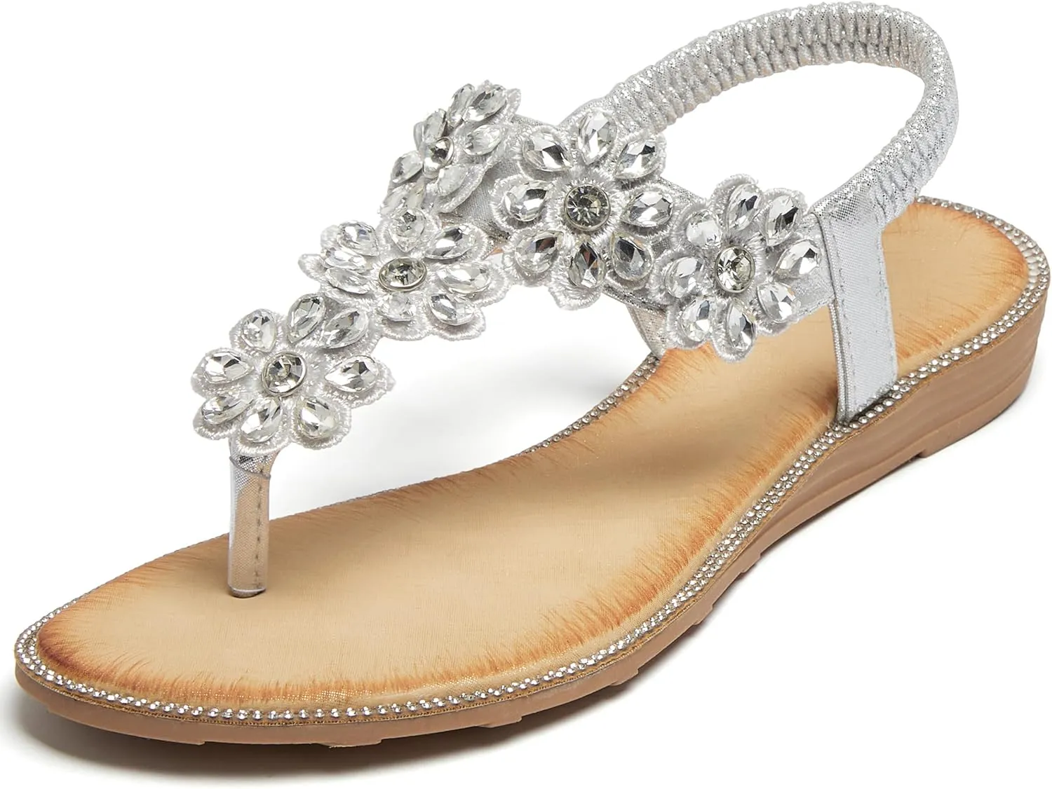 iCKER Women Sandals Rhinestone Dressy Casual Summer flat flip flops Comfortable Sandals