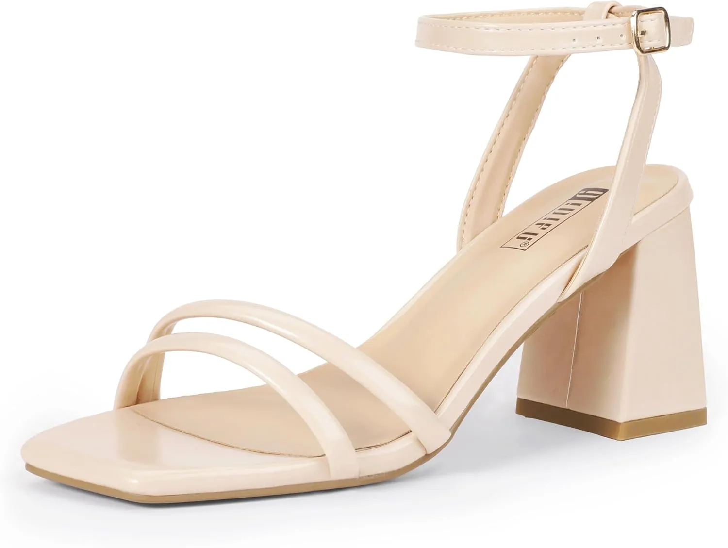 IDIFU IN3 Women's Strappy Heels Chunky Block Square Open Toe Adjustable Ankle Strap Heeled Sandals Slingback Thick Low Wedding Prom Bridal Dress Shoes for Women Short Small Heels