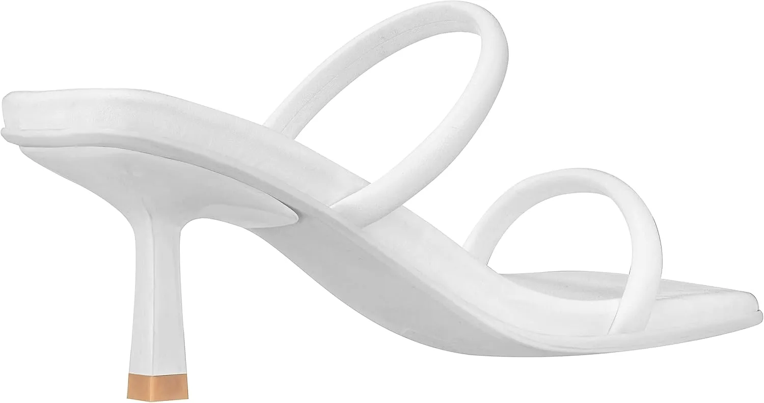 ILLUDE Women's Mules Square Toe Two Strap Low Heeled Sandals
