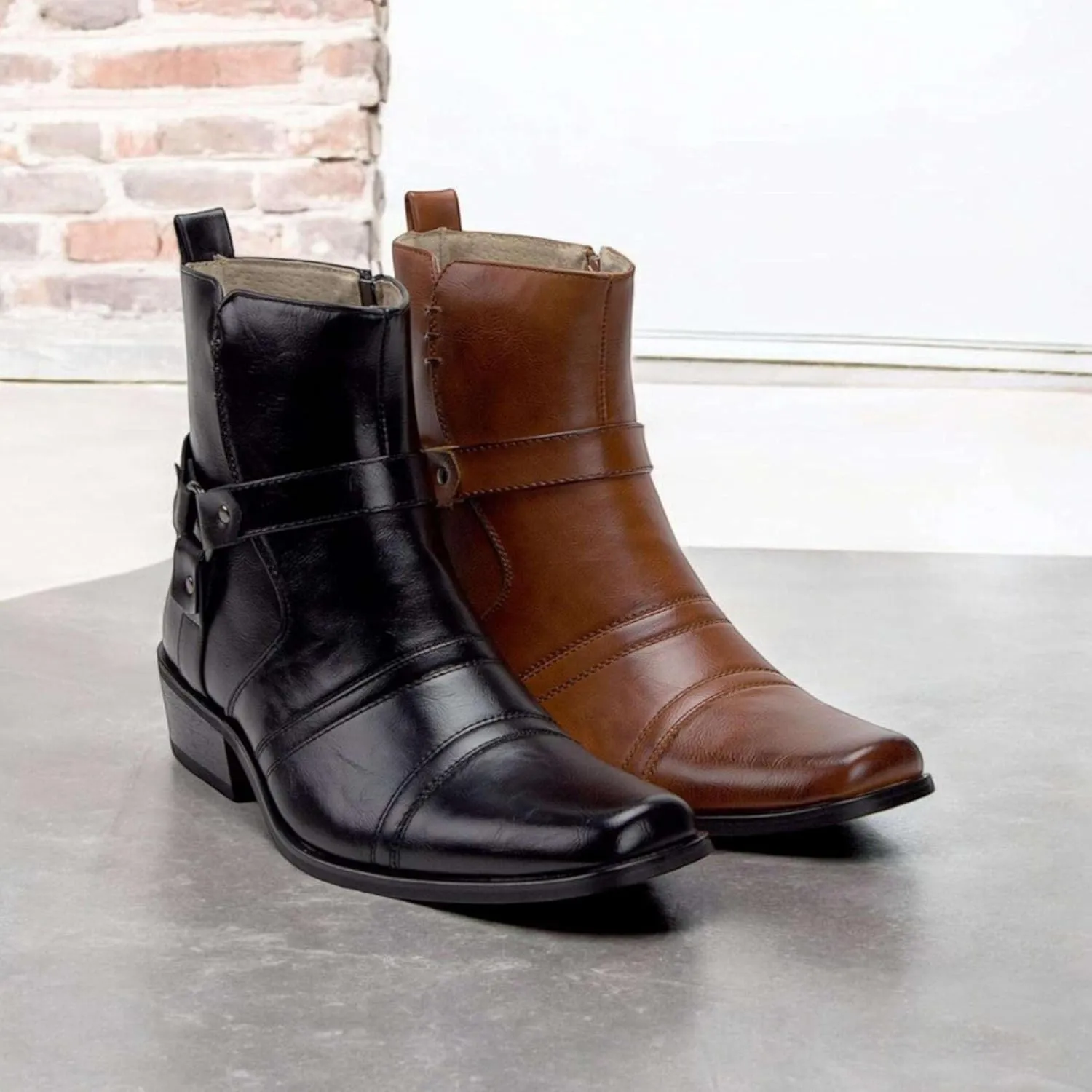 Jazamé Men's Chelsea Boots Western Style Short Cowboy Botines de Vaquero para Hombre Ankle High, Riding Rodeo Casual Wear Durable Boots