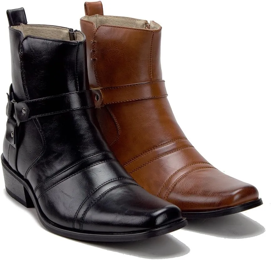 Jazamé Men's Chelsea Boots Western Style Short Cowboy Botines de Vaquero para Hombre Ankle High, Riding Rodeo Casual Wear Durable Boots
