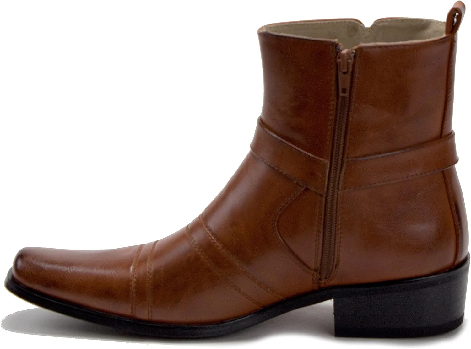 Jazamé Men's Chelsea Boots Western Style Short Cowboy Botines de Vaquero para Hombre Ankle High, Riding Rodeo Casual Wear Durable Boots