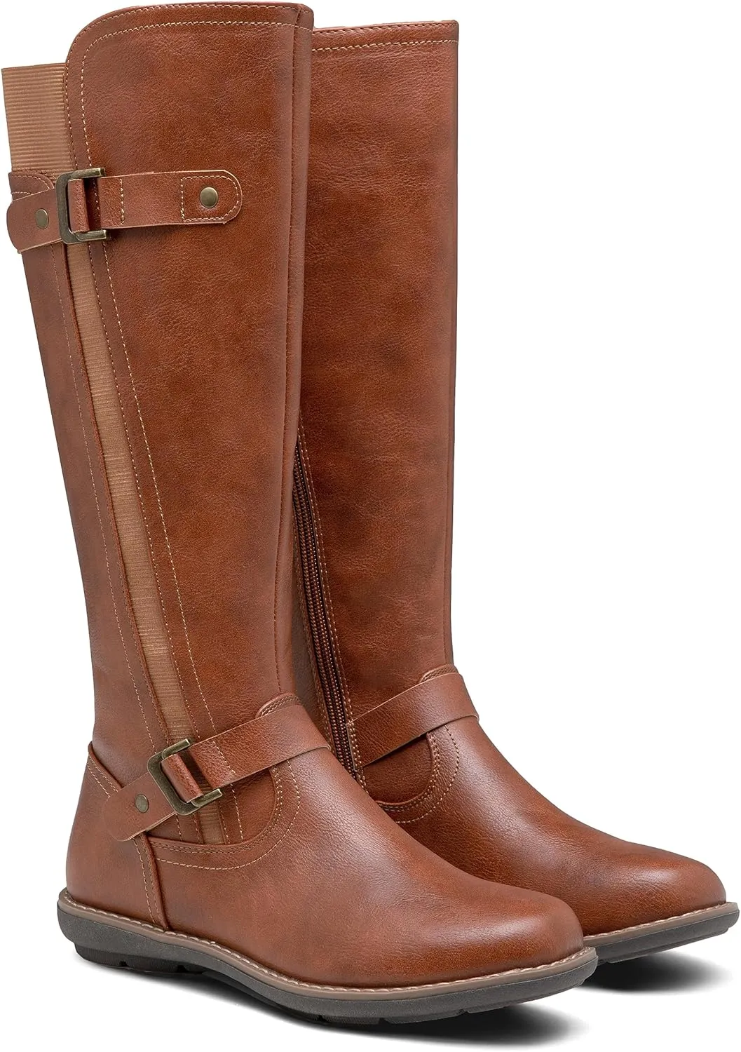 Jeossy Women's 9656 Knee-High Boots Fashion Riding Boots with Buckle