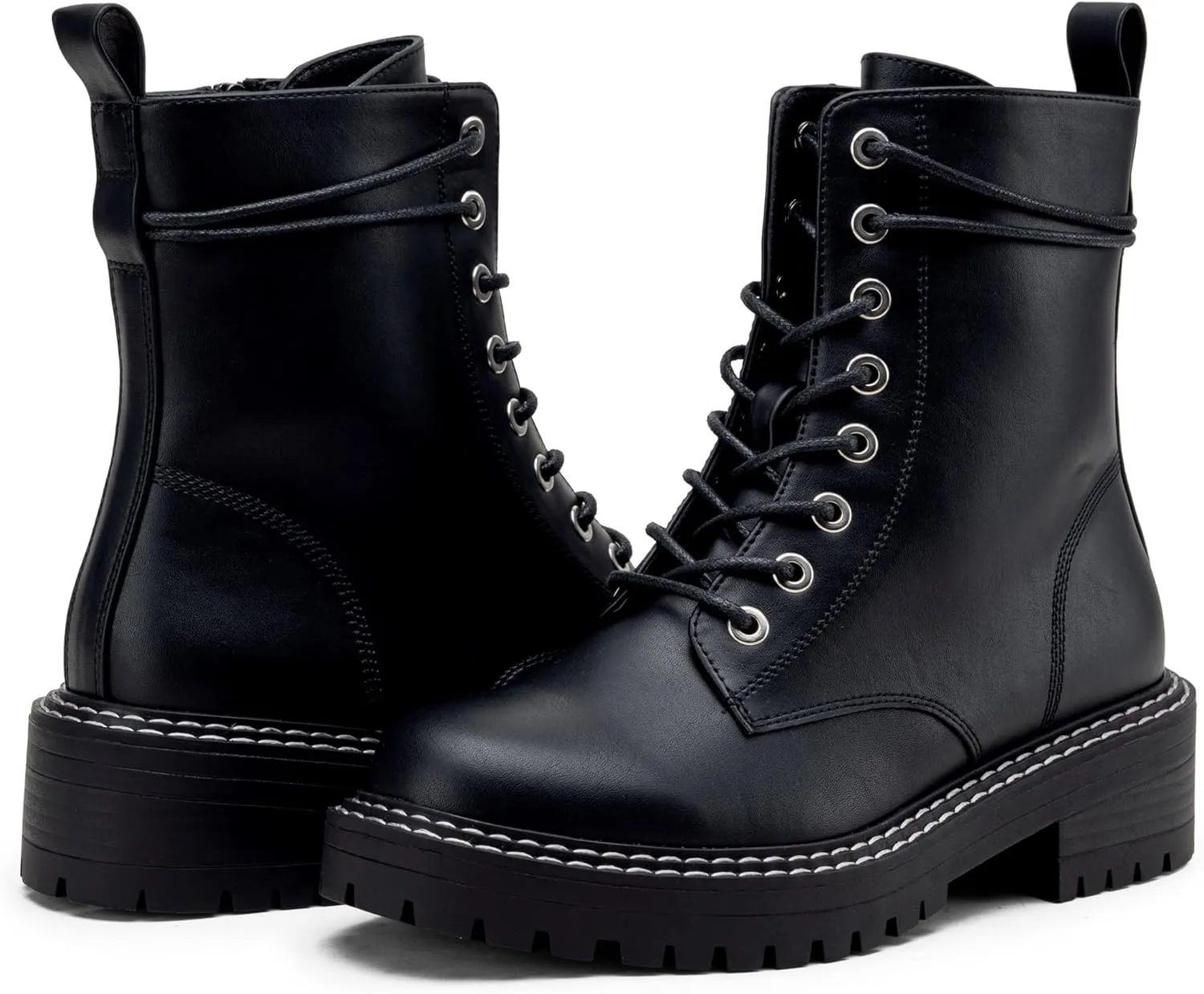 Jeossy Women's Combat Ankle Boots 9627 Low Heel Ankle-Booties with Side Zipper