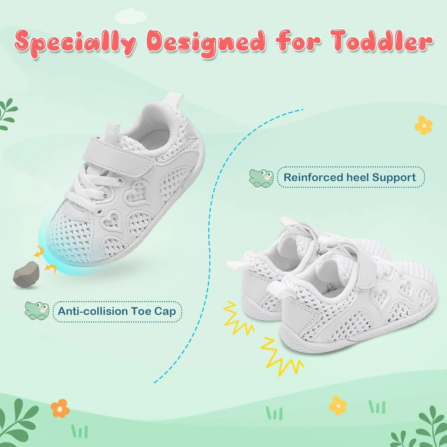 JIASUQI Toddler Shoes for Baby Girls Sneakers Barefoot Walking Shoes Running Tennis Shoes