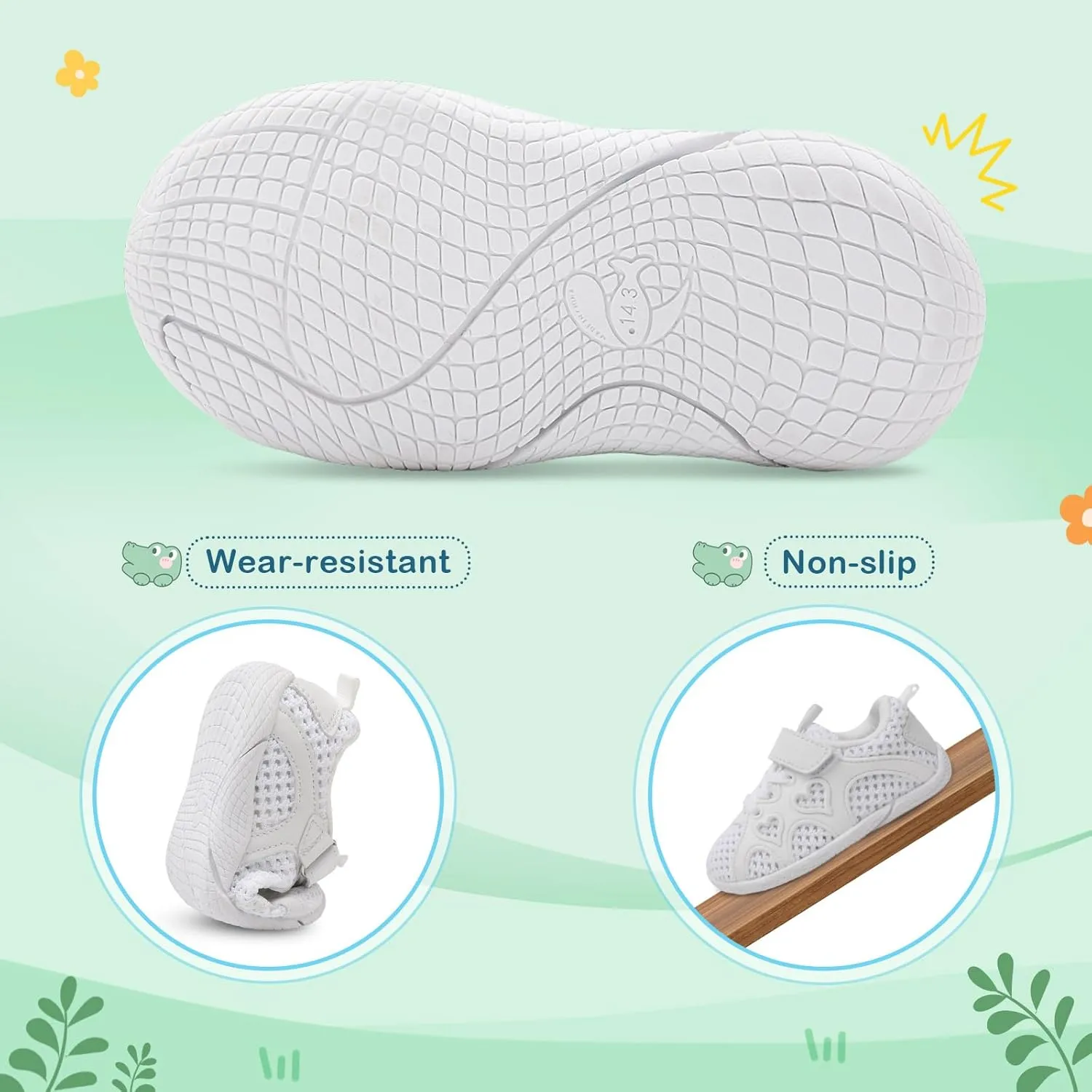 JIASUQI Toddler Shoes for Baby Girls Sneakers Barefoot Walking Shoes Running Tennis Shoes