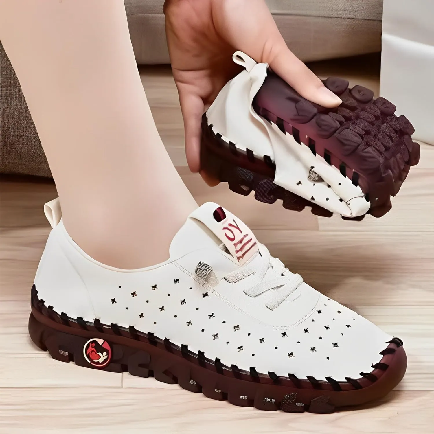 JishinGal Flat Shoes for Women Summer Breathable Walking Casual Shoes Round Roe Comfort Slip-on Loafers