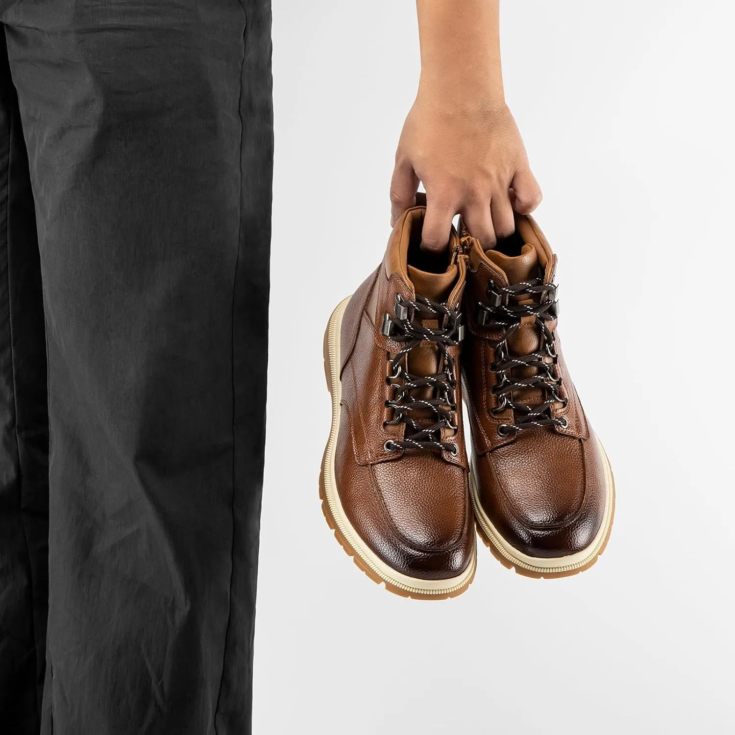 JITAI Men's Dress Oxfords Lace-Up Boots, Comfortable Casual Hiking Winter Work Shoes with Rubber Sole