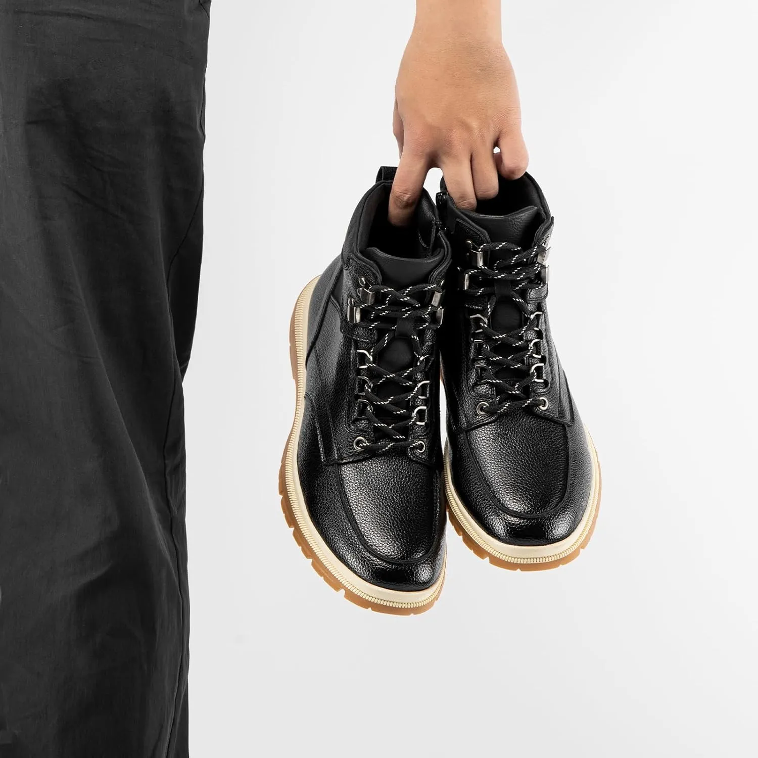 JITAI Men's Dress Oxfords Lace-Up Boots, Comfortable Casual Hiking Winter Work Shoes with Rubber Sole