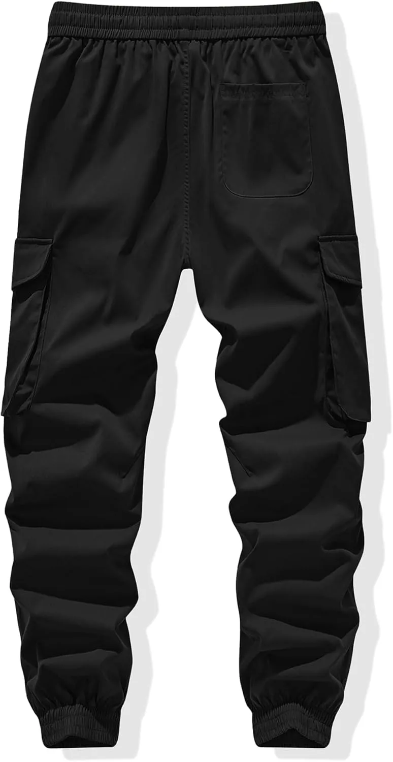 JMIERR Men's Casual Cargo Joggers Pants Stretch Elastic Waist Drawstring Tapered Sweatpants with Pockets