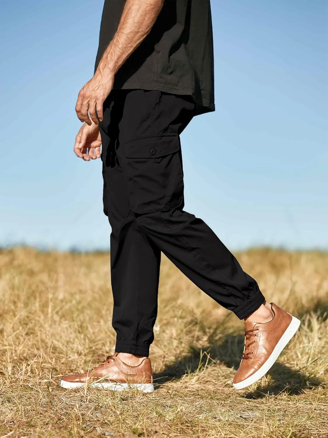 JMIERR Men's Casual Cargo Joggers Pants Stretch Elastic Waist Drawstring Tapered Sweatpants with Pockets